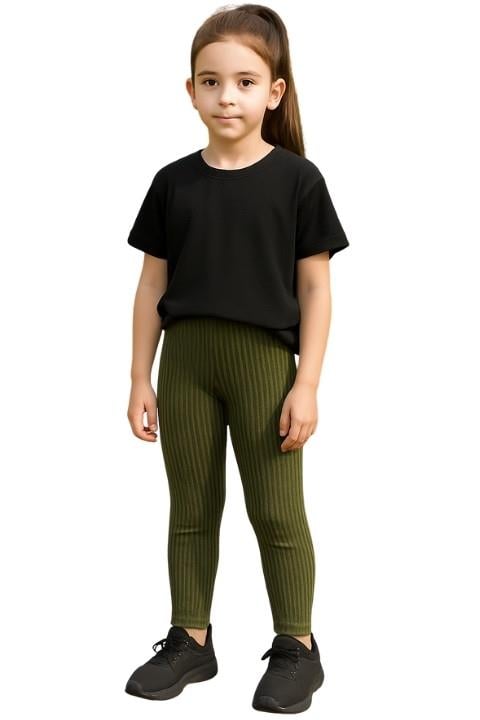Tim Kız Çocuk Raporlu Tayt - Zeytin Yeşili