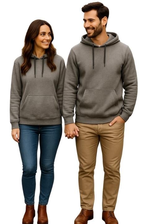 Unisex Kanguru Cepli Kapşonlu Sweat - Gri
