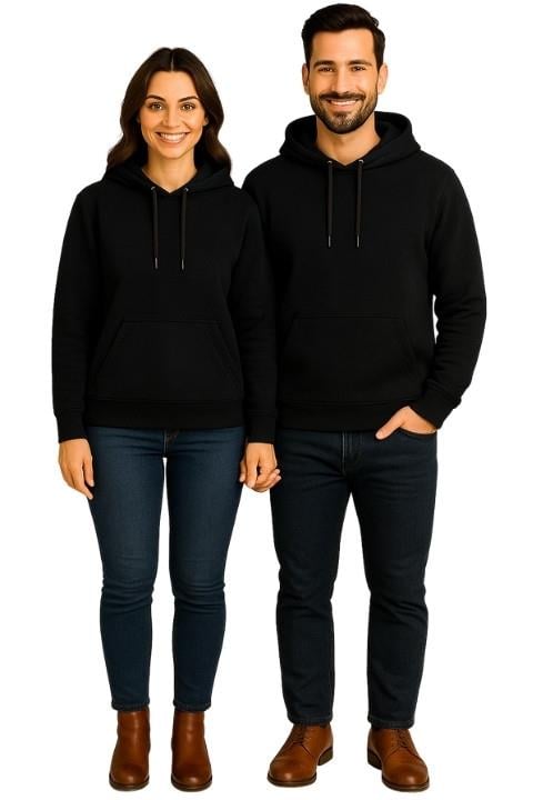 Unisex Kanguru Cepli Kapşonlu Sweat - Siyah