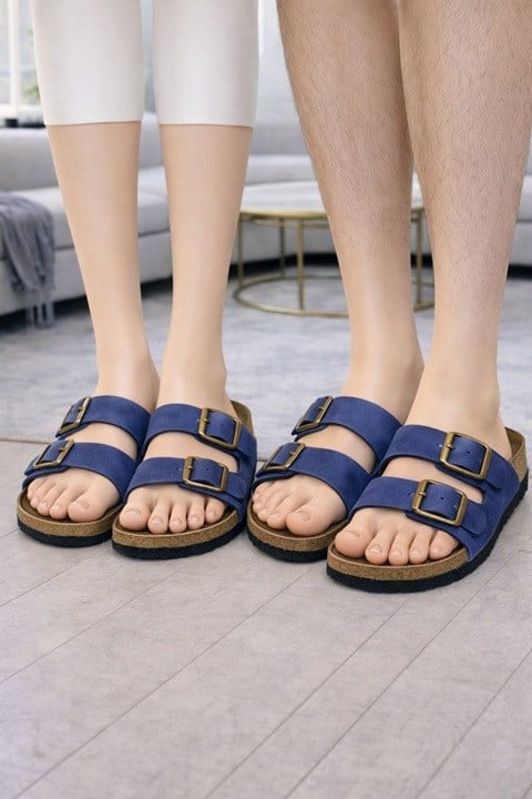 Unisex Tokalı Terlik - Lacivert