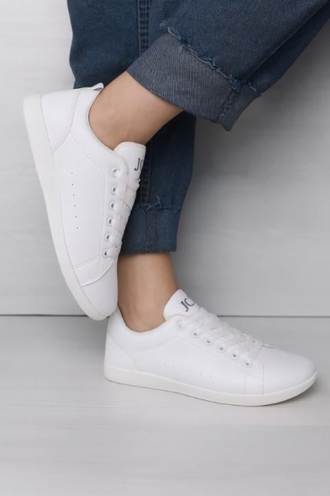 ZENNE 4167 KADIN SPOR AYAKKABI  BEYAZ YEŞİL