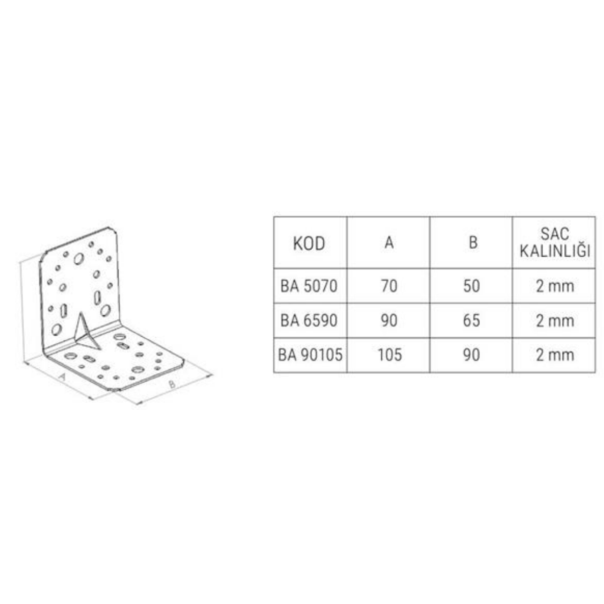 Beşel Metal Köşe Bağlantı 65*90*90