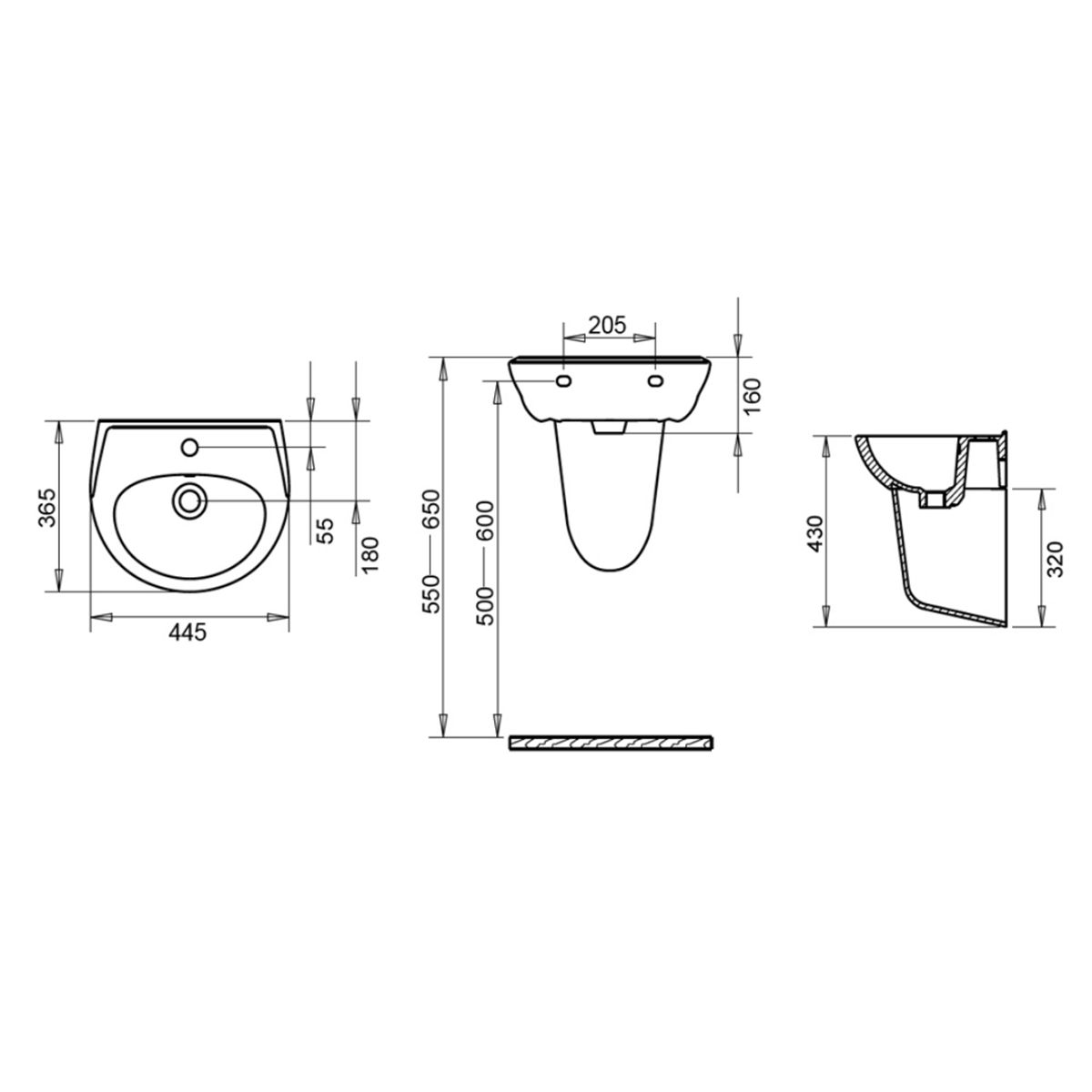 Turavit 36*45 cm Çocuk Lavabo+Yarım Ayak