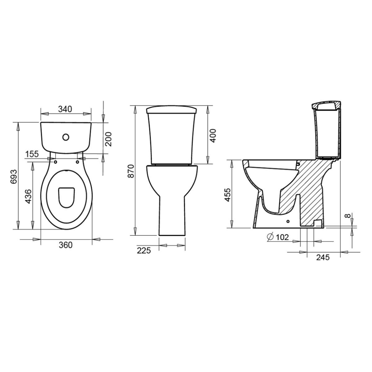 Turavit Bedensel Engelli Alttan Çıkışlı Klozet+Rezervuar