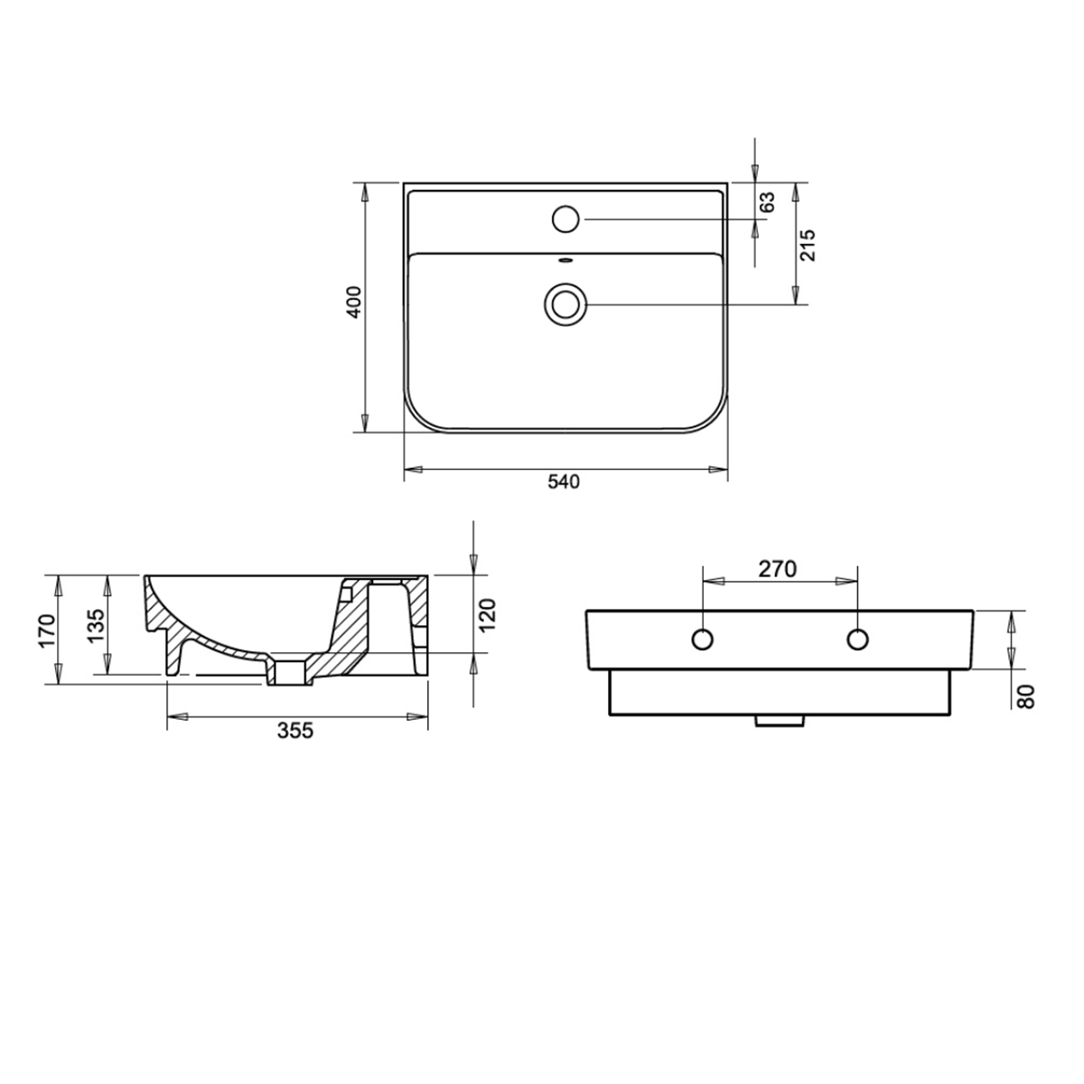 Turavit Luna Slim 55 cm Lavabo