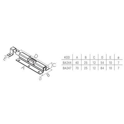 Beşel Klas Sürgü 70 mm Sarı