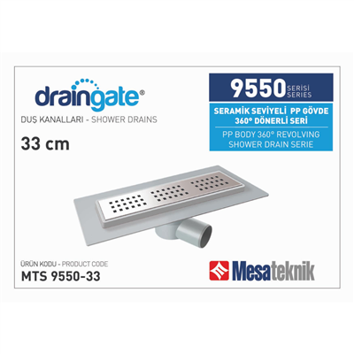 Mesa Teknik 33cm Seramik Seviyeli Eko Gövde 360° Dönerli Duş Kanalı Süzgeci Ø 50 mm