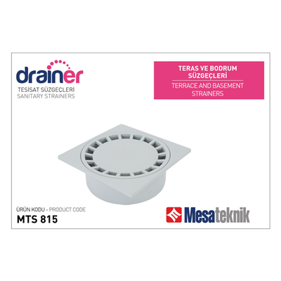 Mesa Teknik Sert Plastik Teras Süzgeçi 20x20 Alt Çıkış Ø 70 mm
