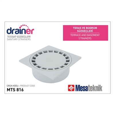 Mesa Teknik Sert Plastik Teras Süzgeçi 25x25 Alt Çıkış Ø 100 mm