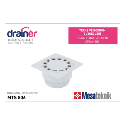 Mesa Teknik Sert Plastik Teras Süzgeçi 15x15 Alt Çıkış Ø 100 mm