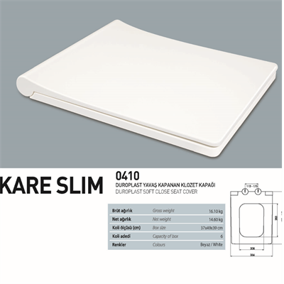 NKP Kare Slim Yavaş Kapanır Klozet Kapağı