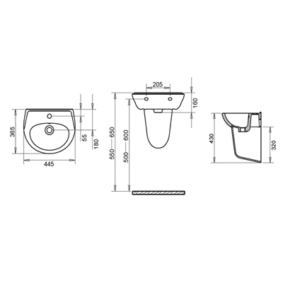 Turavit 36*45 cm Çocuk Lavabo+Yarım Ayak
