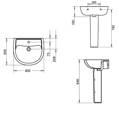 Turavit Alize 60 cm Lavabo+Kolon Ayak