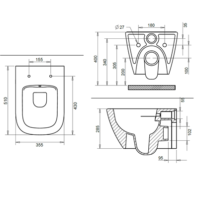 Turavit Luna Rimless Asma Klozet (Gizli Montaj)