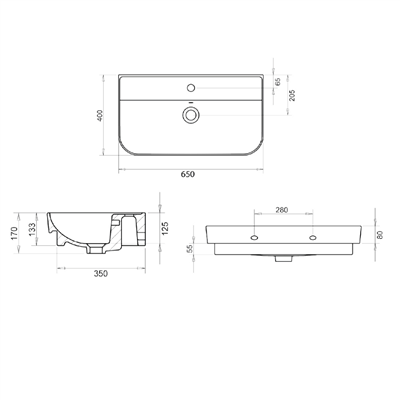 Turavit Luna Slim 65 cm Lavabo