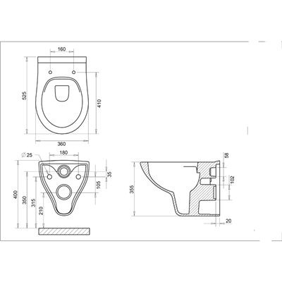 Turavit Pera Rimless Asma Klozet (Yandan Montaj)