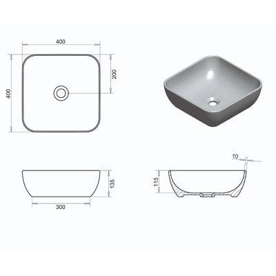 Turavit Porto 40*40 cm Çanak Lavabo 