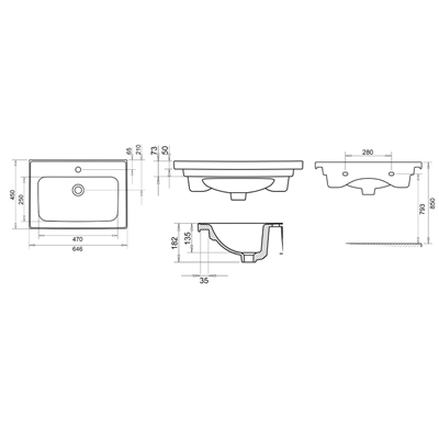 Turavit Safir 65 cm Etajerli Lavabo