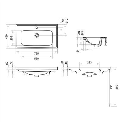 Turavit Safir 80 cm Etajerli Lavabo