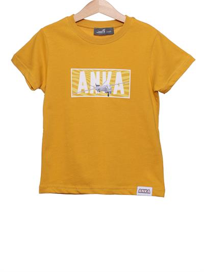 ANKA Sarı Bisiklet Yaka %100 Pamuk Çocuk Tişört