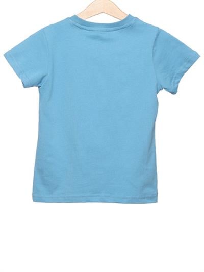 GÖKBEY Mavi Bisiklet Yaka %100 Pamuk Çocuk Tişört