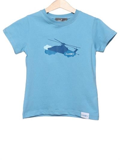 GÖKBEY Mavi Bisiklet Yaka %100 Pamuk Çocuk Tişört