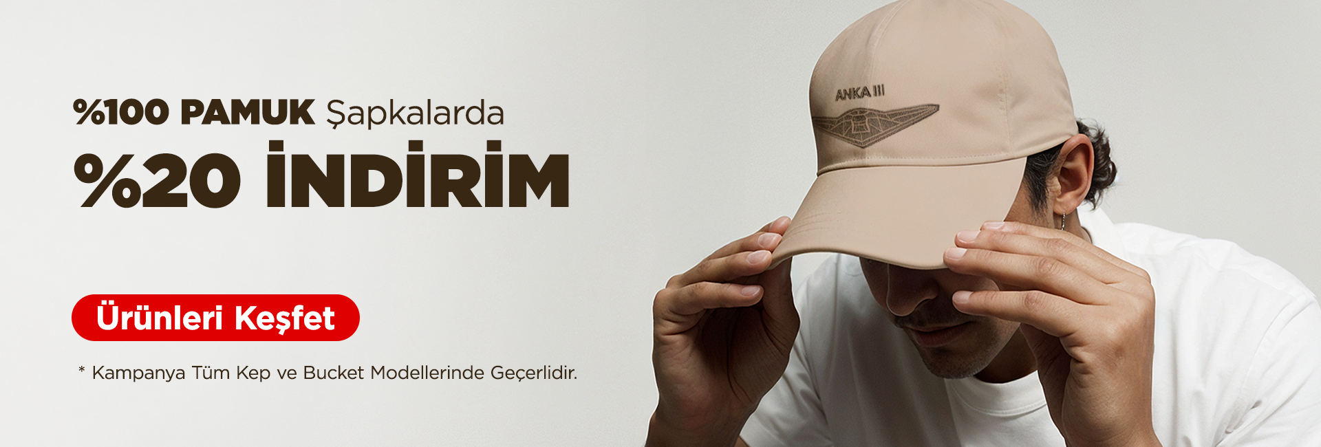 %100 Pamuk Şapkalarda %20 İndirim