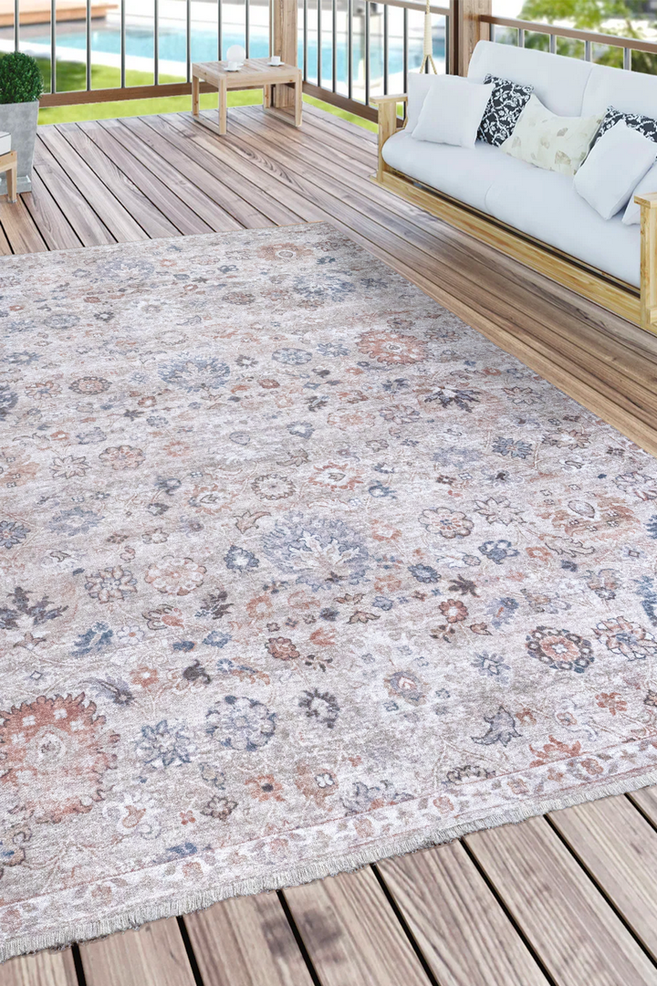 Alpina Home Lavin Krem Yıkanabilir Dokuma Taban Salon Mutfak Balkon Çocuk ve Oturma Odası Kilimi