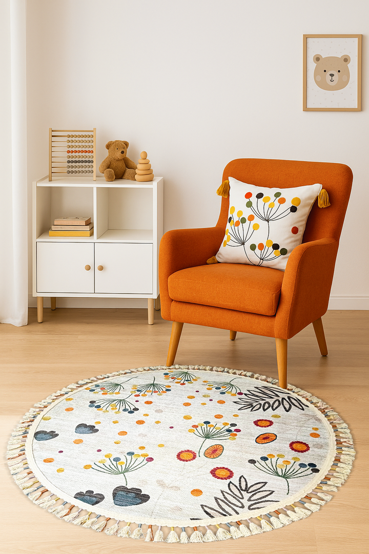 Alpina Home Lavin Yuvarlak Renkli Püsküllü Dokuma Kilim Punch Kırlent ile Uyumlu