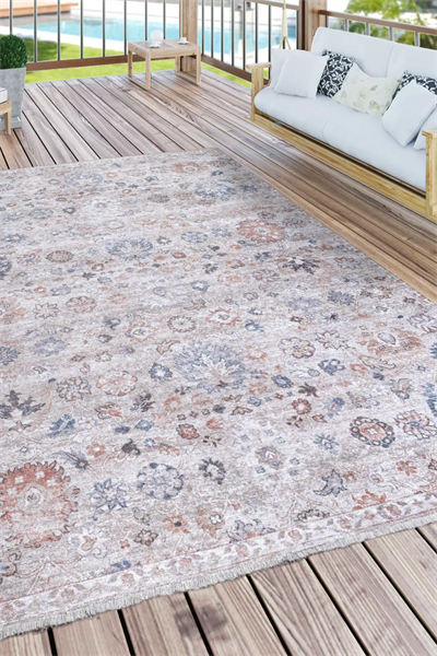 Alpina Home Lavin Krem Yıkanabilir Dokuma Taban Salon Mutfak Balkon Çocuk ve Oturma Odası Kilimi