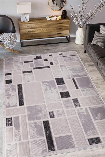 Alpina Home Nova Krem Gri Yumuşak Doku Salon Oturma Odası Mutfak Çocuk Odası Halısı