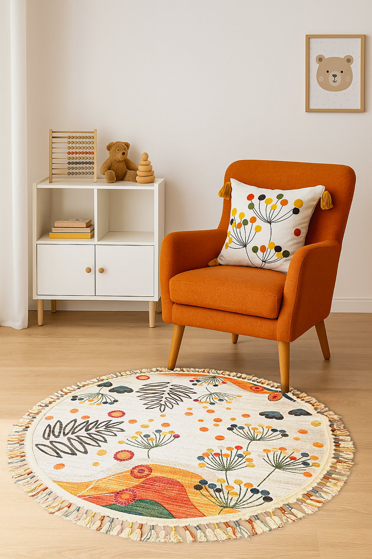 Alpina Home Lavin Yuvarlak Renkli Püsküllü Dokuma Kilim Punch Kırlent ile Uyumlu