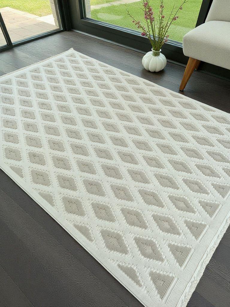 Alpina Home Loopy Yumuşak Doku Bej Salon Oturma Odası Mutfak Çocuk Odası Halısı