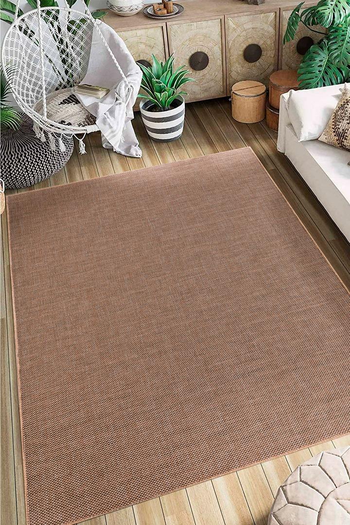 Alpina Home Stella Antrasit Jüt Hasır Model Tek Renk Dokuma Yıkanabilir Katlanabilir Toz Vermez Kilim