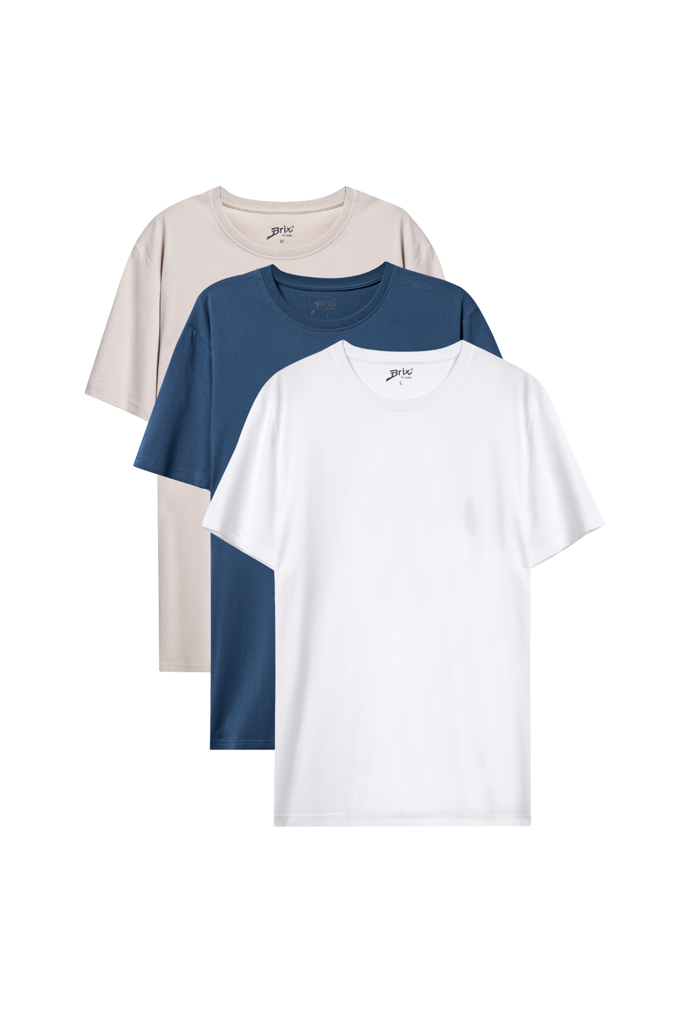 Brix 1800 Çok Renk Renk Erkek 3'lü %100 Pamuk Süprem T-Shirt