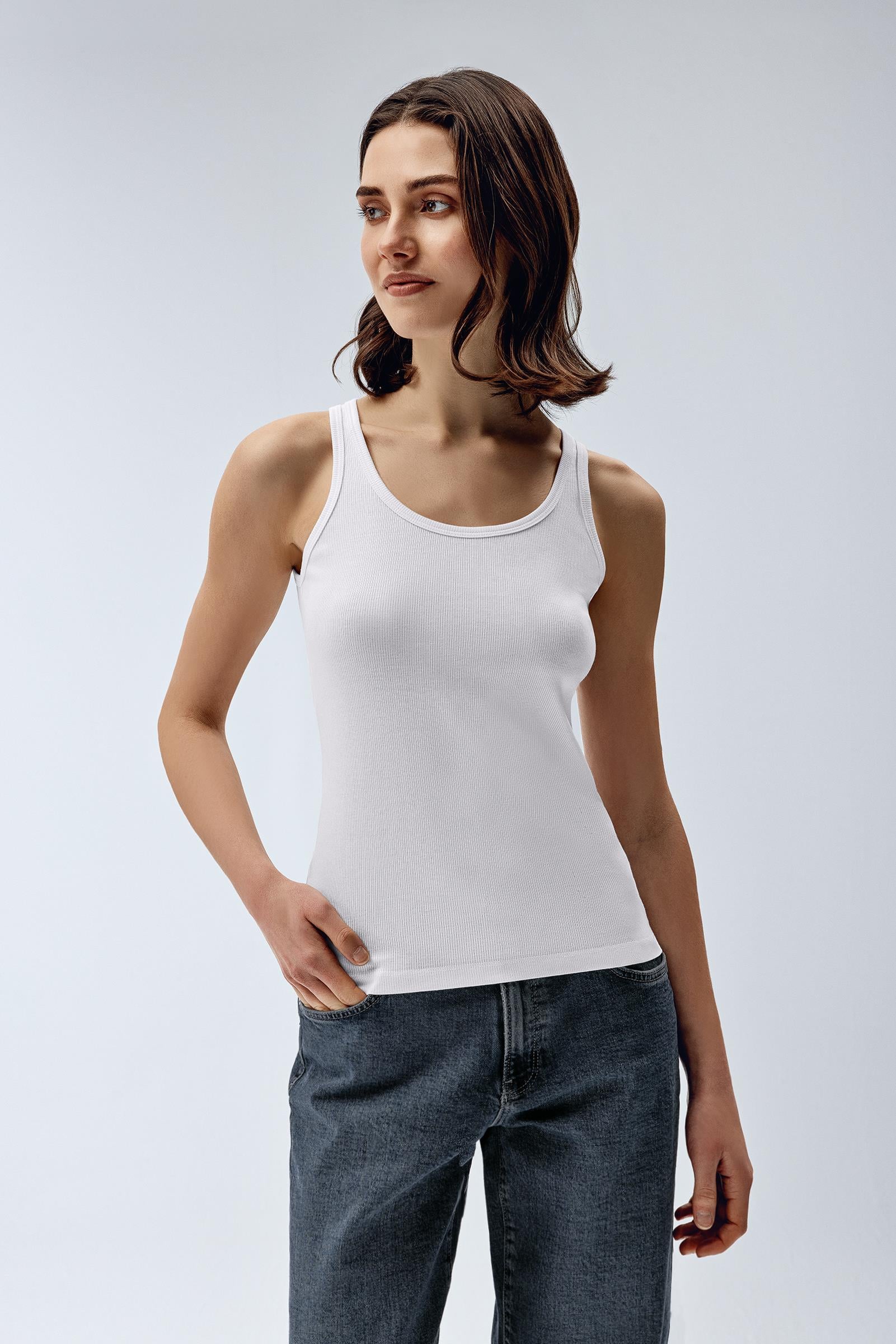 Brix Beyaz Renk Kadın Modal Atlet T-Shirt