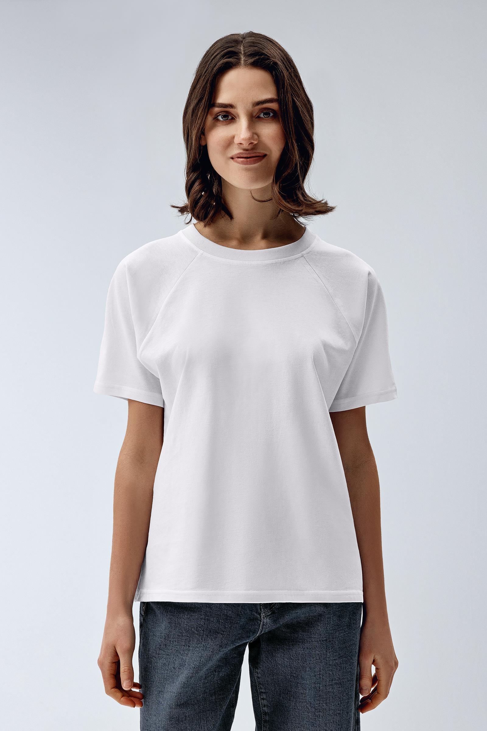 Brix Beyaz Renk Kadın Reglan Kol T-Shirt