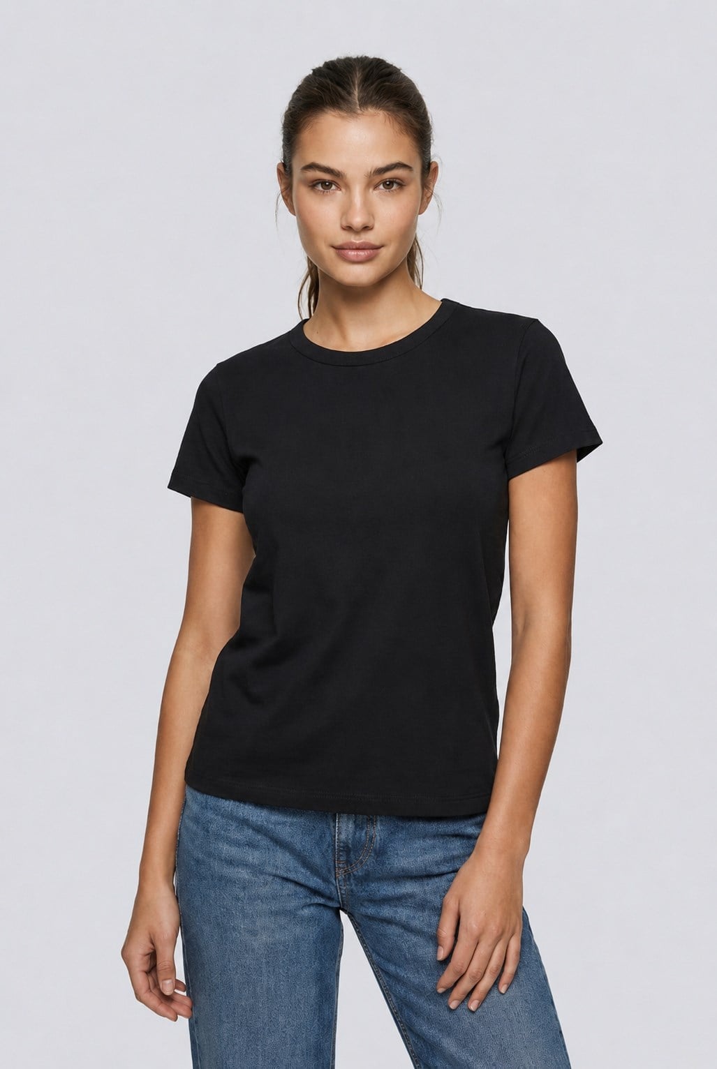 Brix Kadın Bisiklet Yaka İnterlok T-Shirt  Siyah Renk