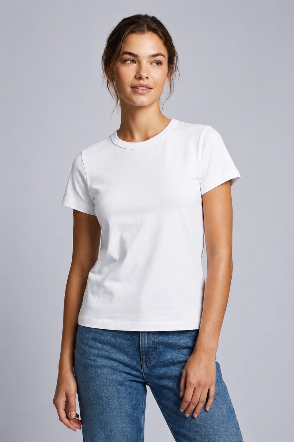 Brix Kadın Bisiklet Yaka İnterlok T-Shirt  Beyaz Renk