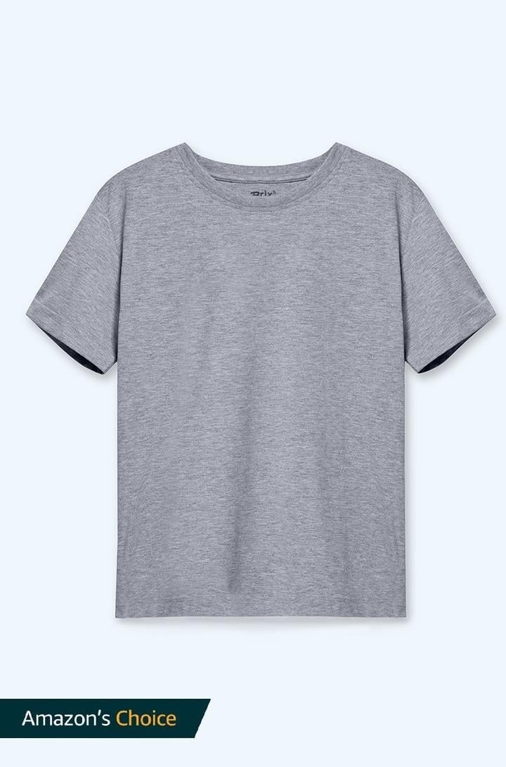 Brix Kadın Kısa Kollu Rahat Kalıp %100 Pamuk T-Shirt 3507  Gri Melanj Renk