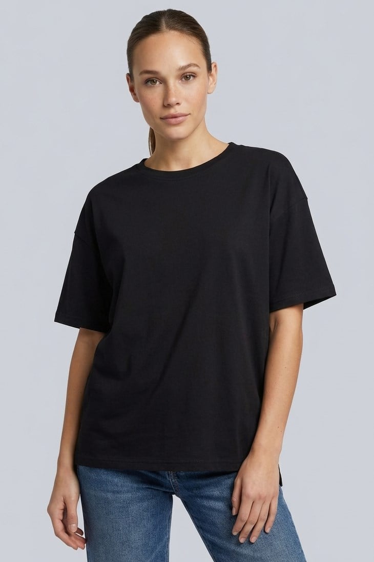 Brix Kadın Oversize T-shirt 3547  Siyah Renk