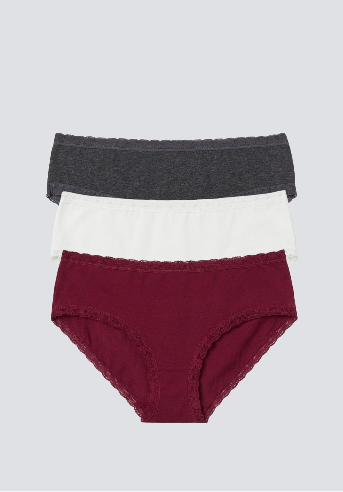 Brix Kadın Üçlü Hipster Külot 4378  bordo-ekru-antrasit Renk