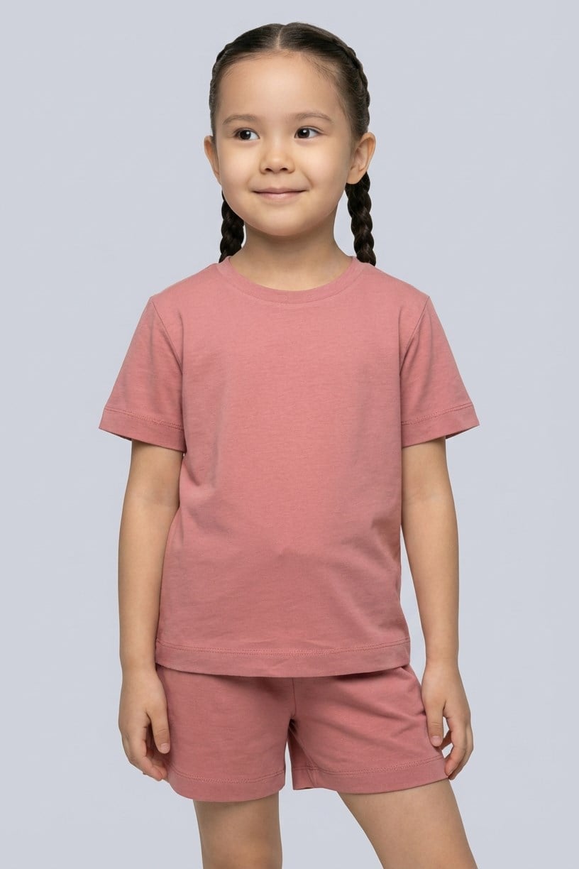 Brix Kız Çocuk %100 Pamuk Pijama Takımı 7819  Gül Kurusu Renk
