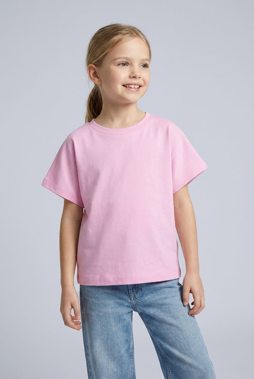 Brix Kız Çocuk İnterlok T-shirt 7722  Açık Pembe Renk