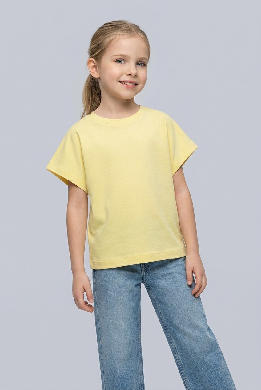Brix Kız Çocuk İnterlok T-shirt 7722  Sarı Renk
