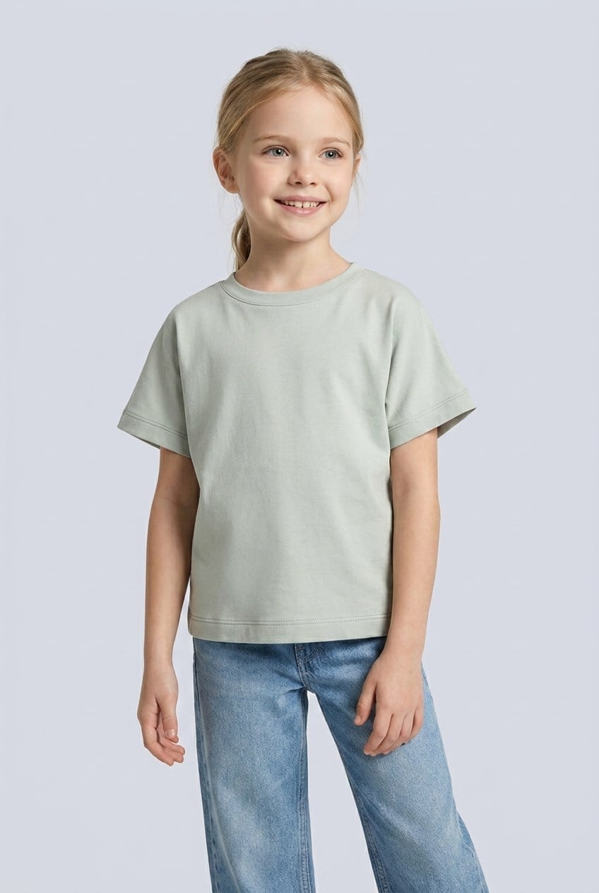 Brix Kız Çocuk İnterlok T-shirt 7722  Yeşil Renk