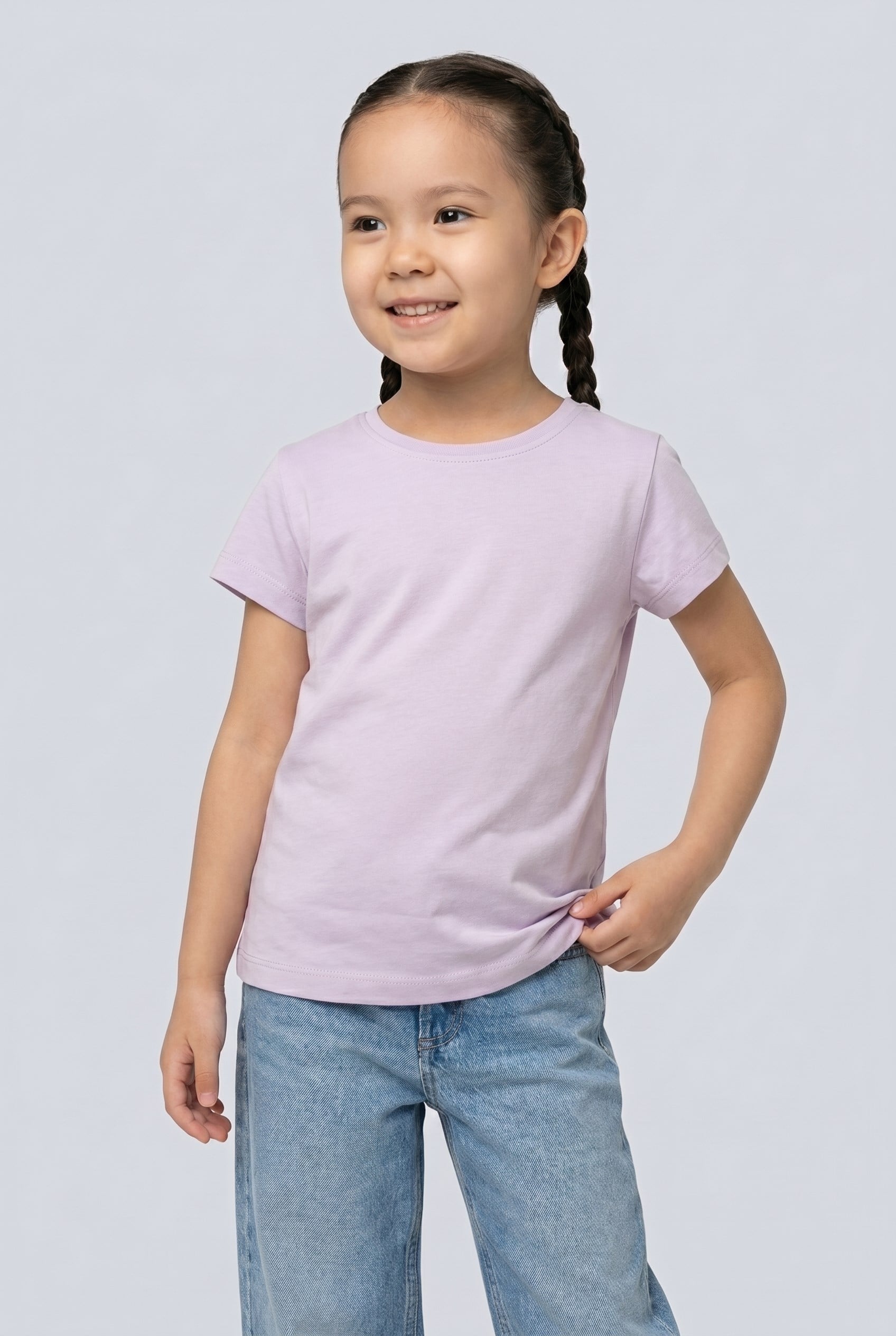 Brix Kız Çocuk Kısa Kollu %100 Pamuk T-Shirt 7701  Lila Renk