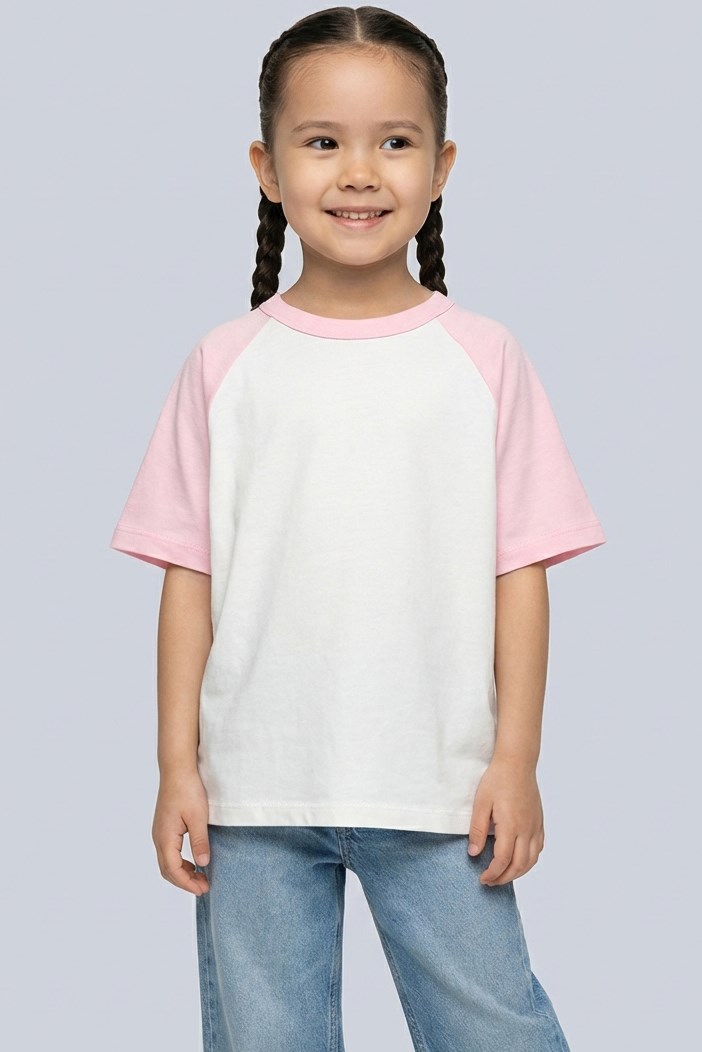 Brix Kız Çocuk Reglan Kol %100 Pamuk T-Shirt 7717  Pembe Renk