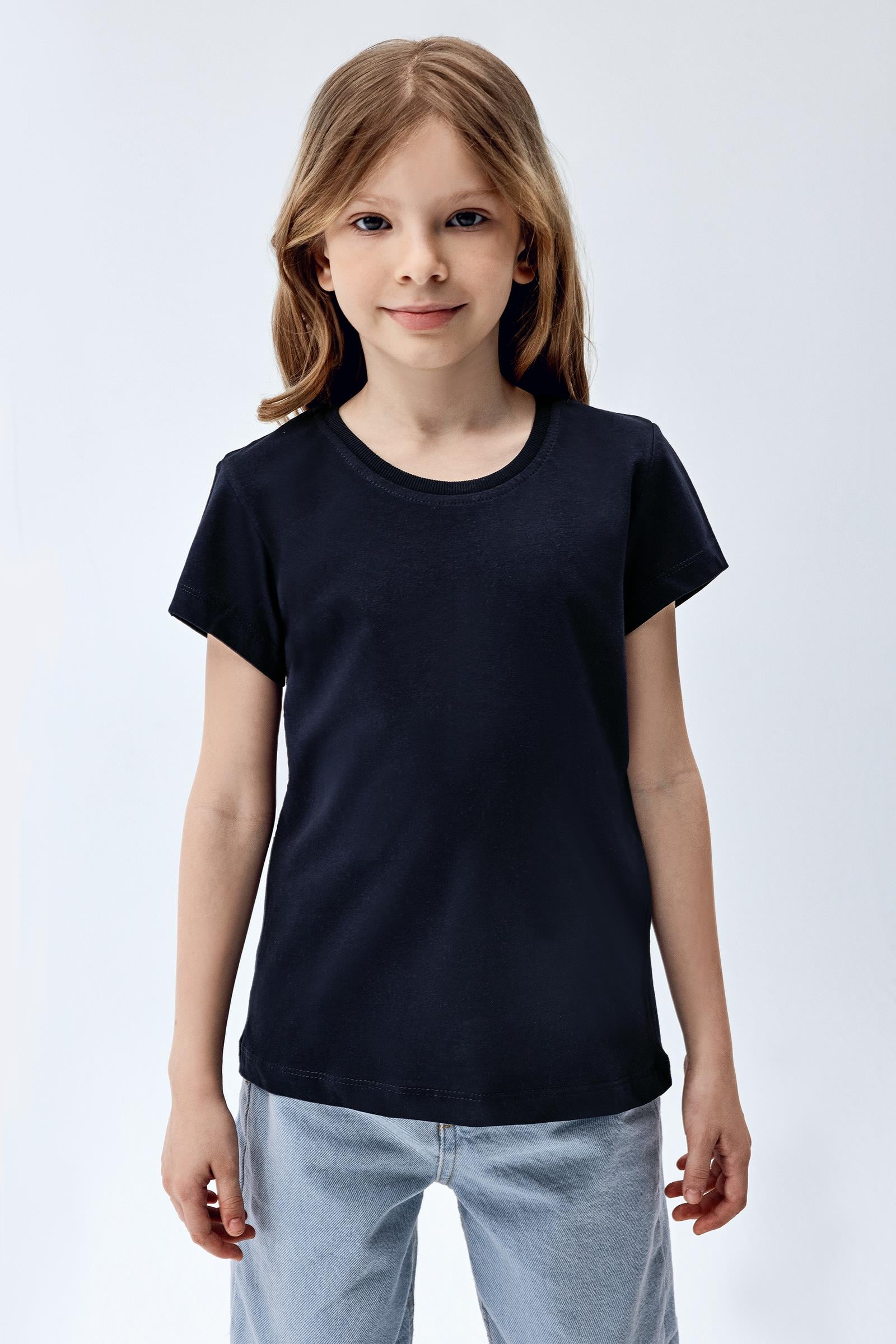 Brix Lacivert Renk Kız Çocuk Kısa Kollu T-Shirt