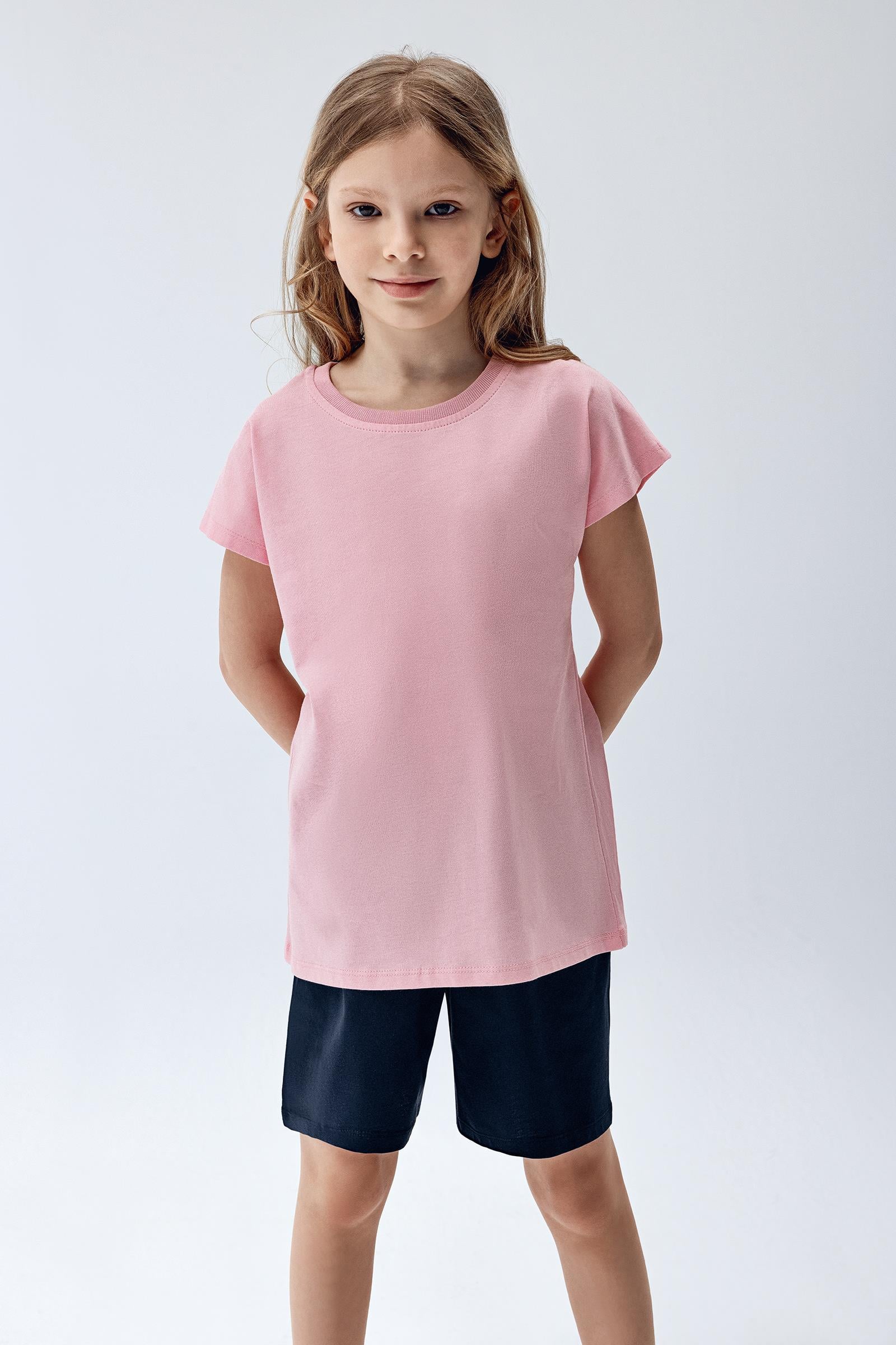 Brix Pembe Renk Kız Çocuk Kısa Kollu Pijama Takım